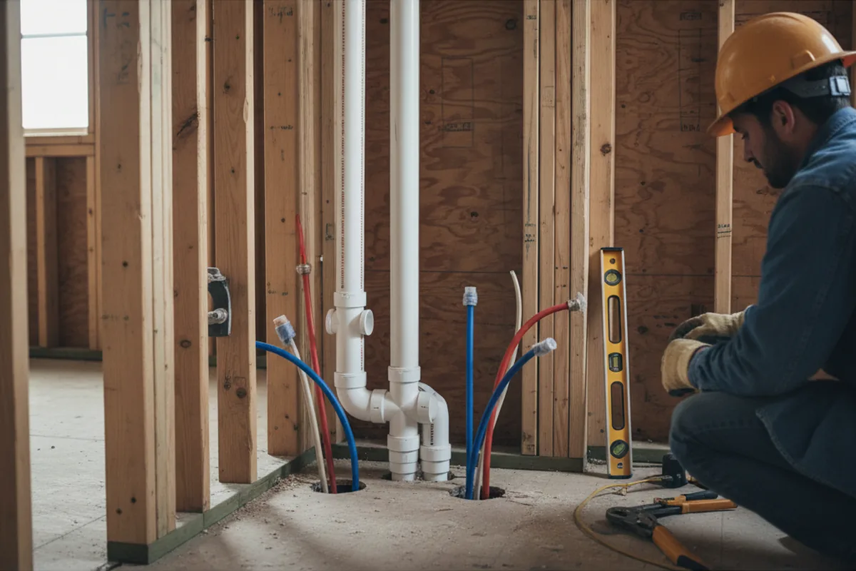 Drain and supply rough-in during Sump Pump Repair in Lockbourne