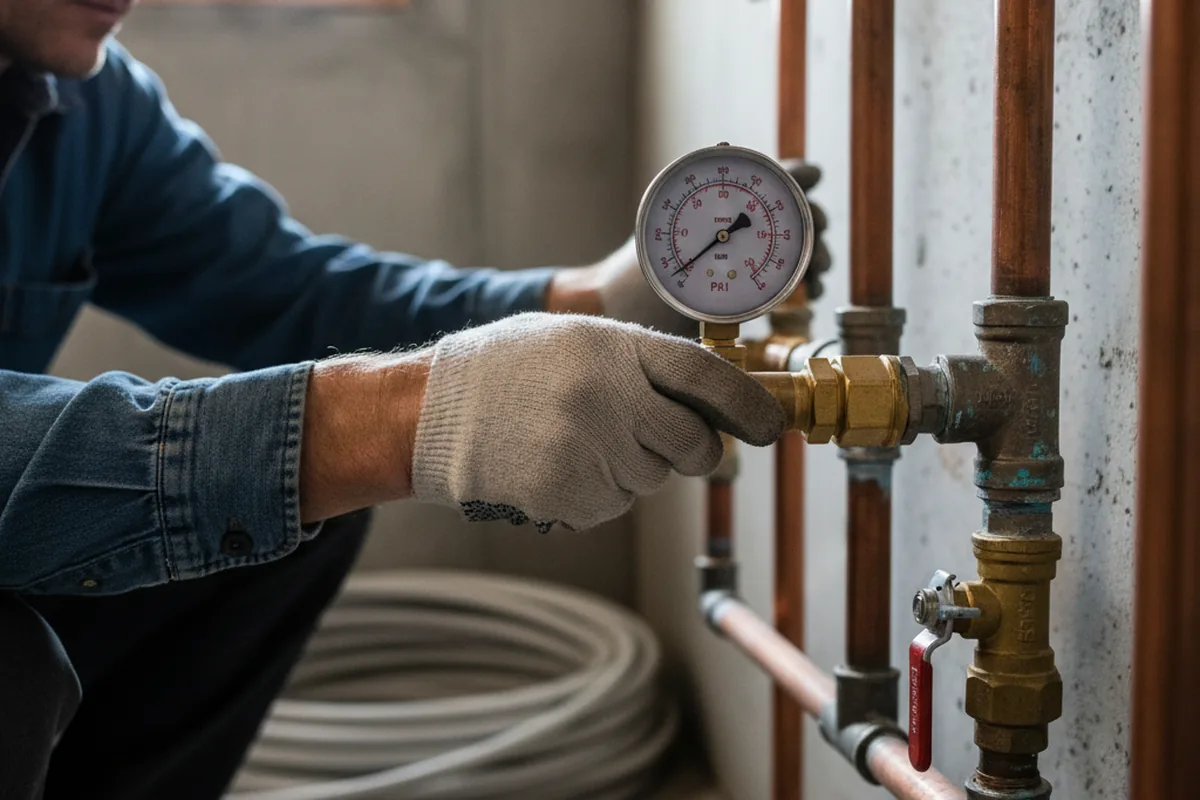 Pressure testing a repaired line during Water Line Repair in Lockbourne